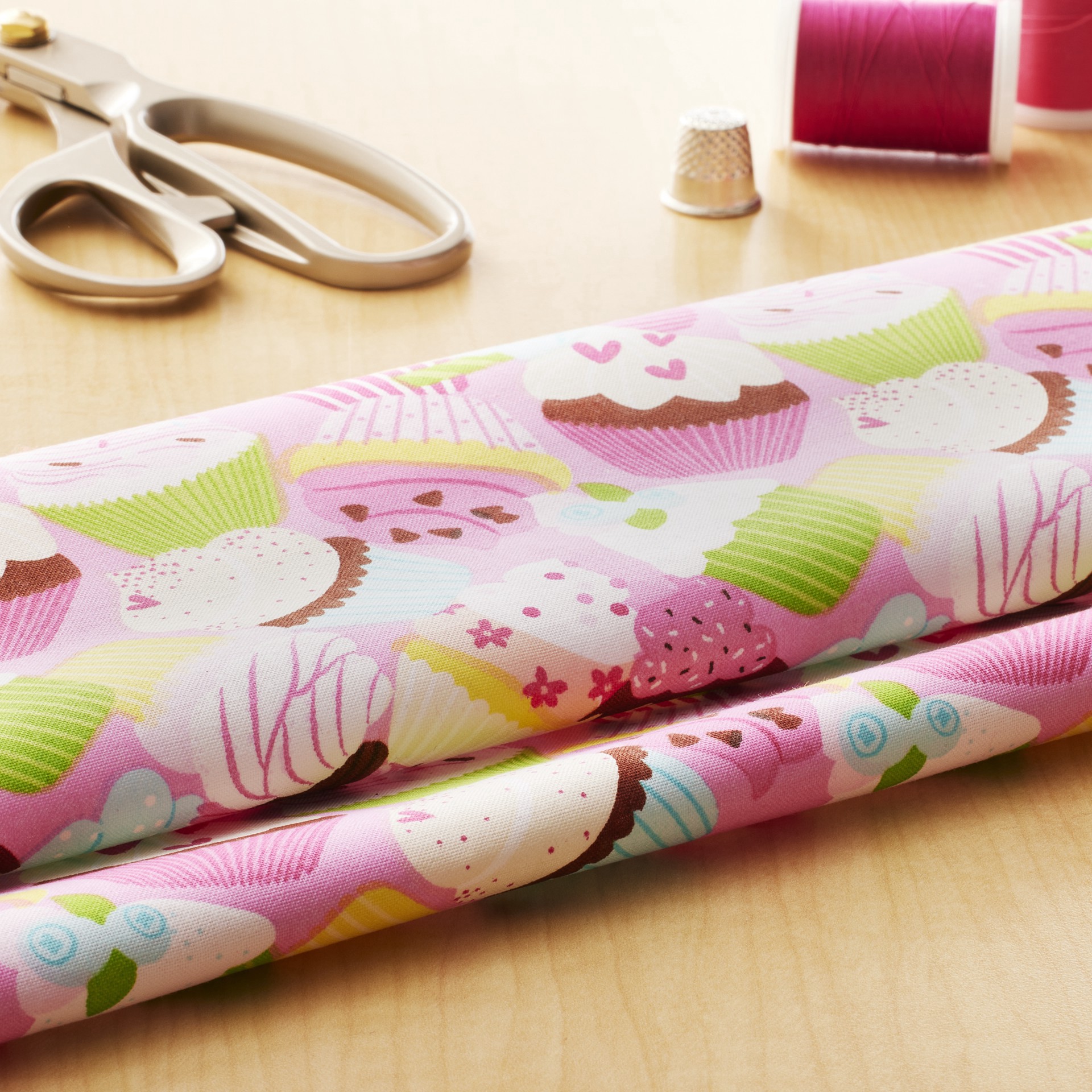slide 2 of 3, Cupcake Cotton Fabric By Loops & Threads, 18 in x 21 in