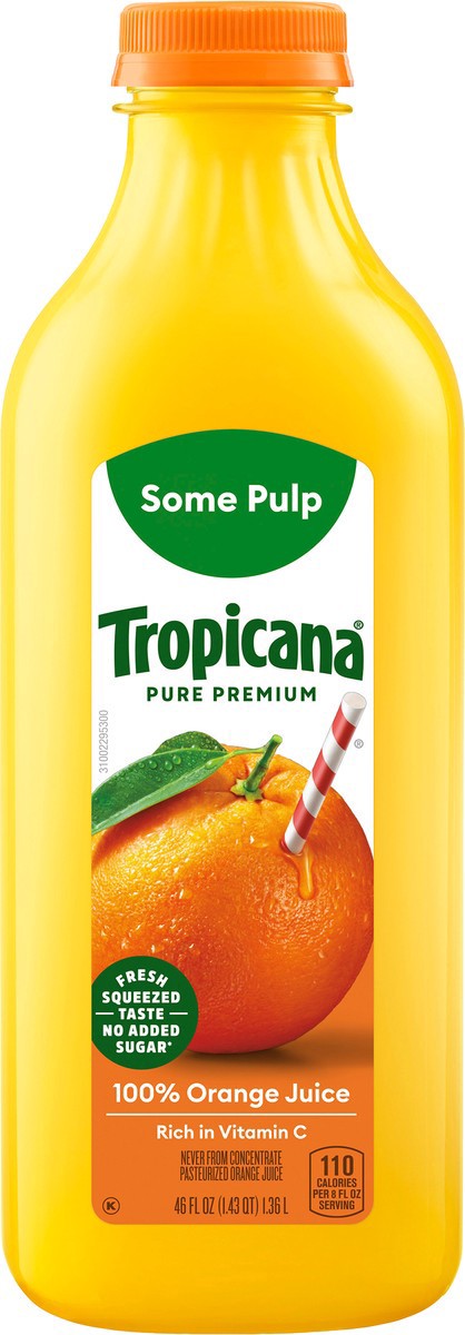 slide 5 of 7, Tropicana Pure Premium Some Pulp Orange Juice- 46 fl oz, 46 fl oz