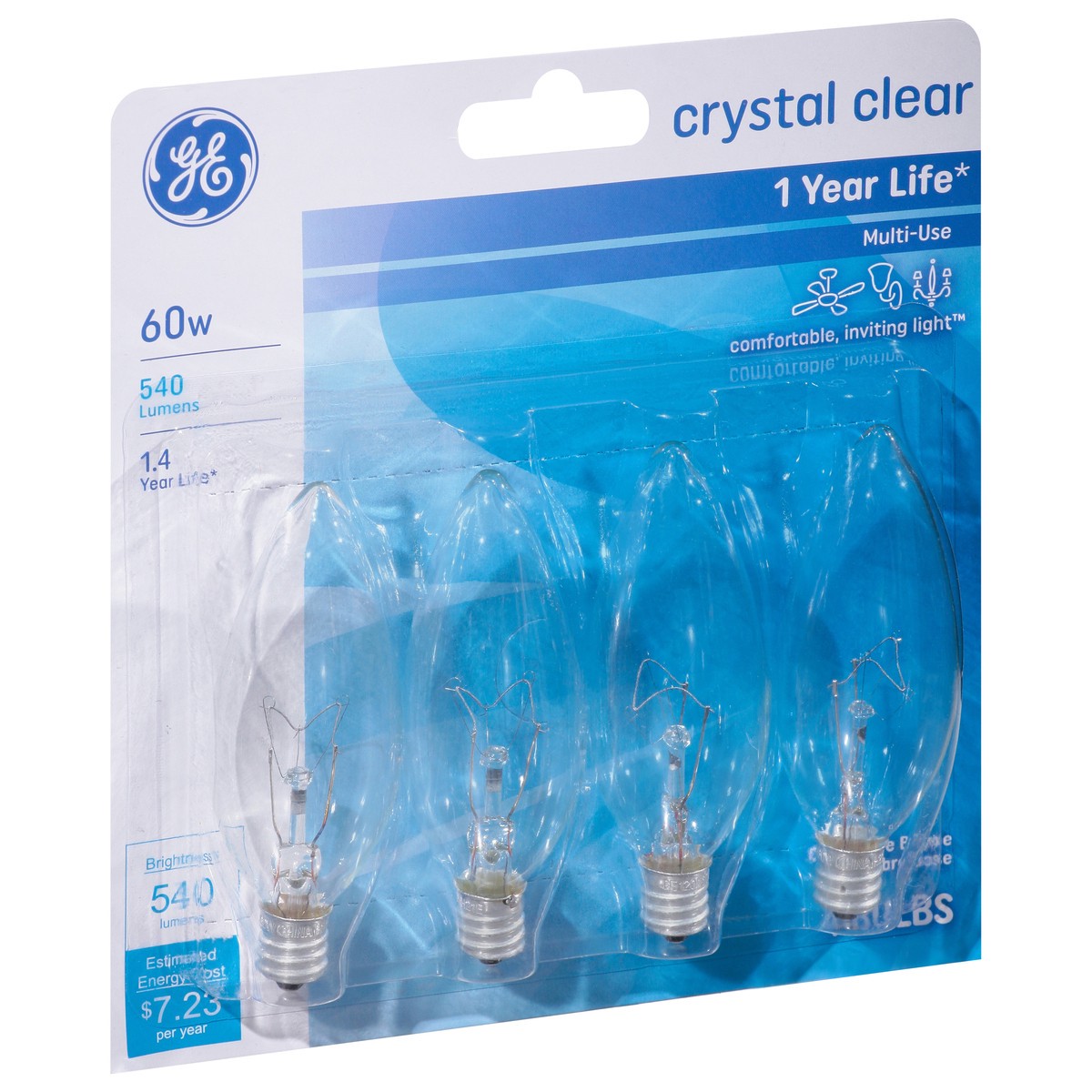 slide 2 of 9, GE Crystal Clear 60 Watts Light Bulbs 4 ea, 4 ct