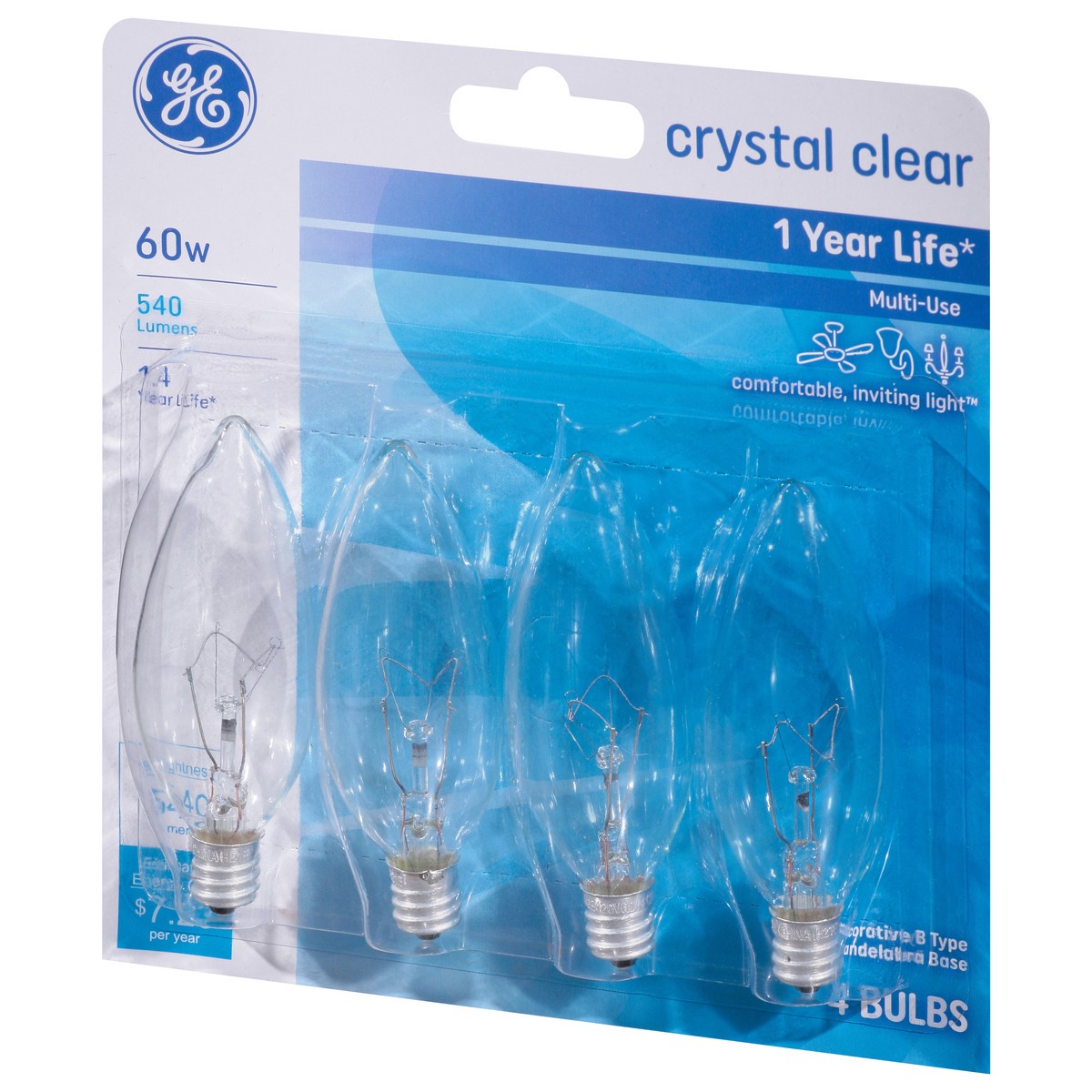 slide 3 of 9, GE Crystal Clear 60 Watts Light Bulbs 4 ea, 4 ct