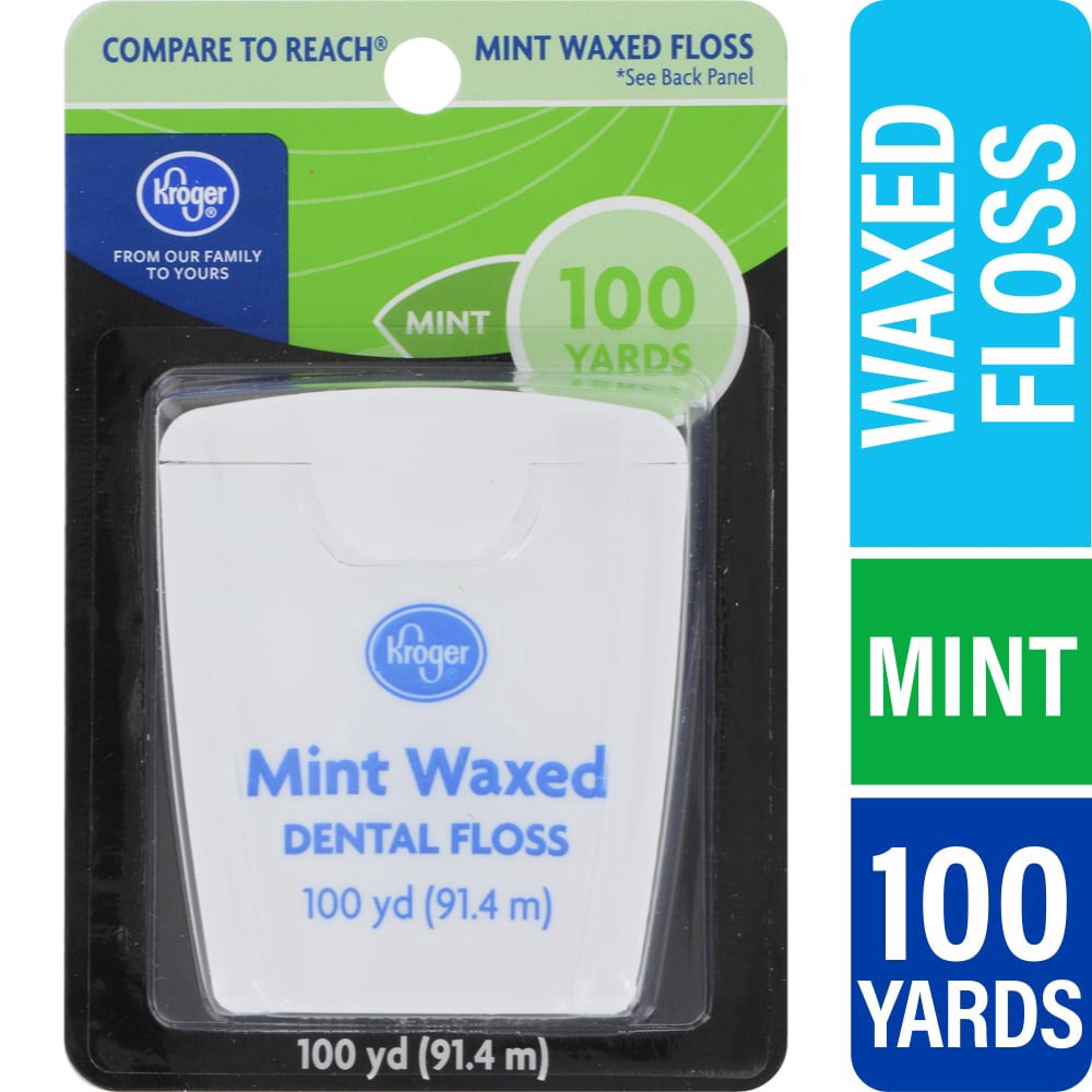 slide 4 of 4, Kroger Mint Waxed Dental Floss, 100 yd