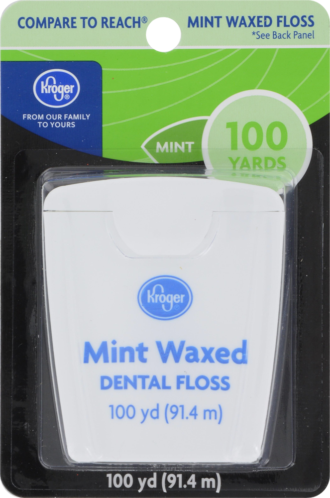 slide 1 of 1, Kroger Mint Waxed Dental Floss, 100 yd