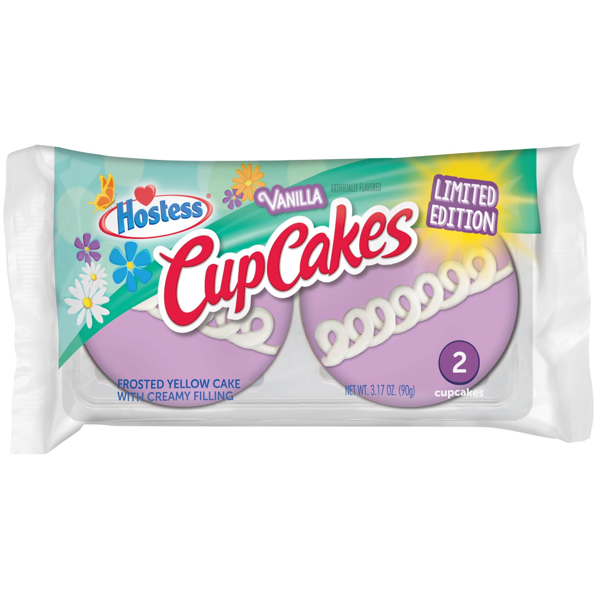 slide 1 of 4, HOSTESS Vanilla CupCakes Single Serve, 2 Count, 3.17 oz, 3.17 oz