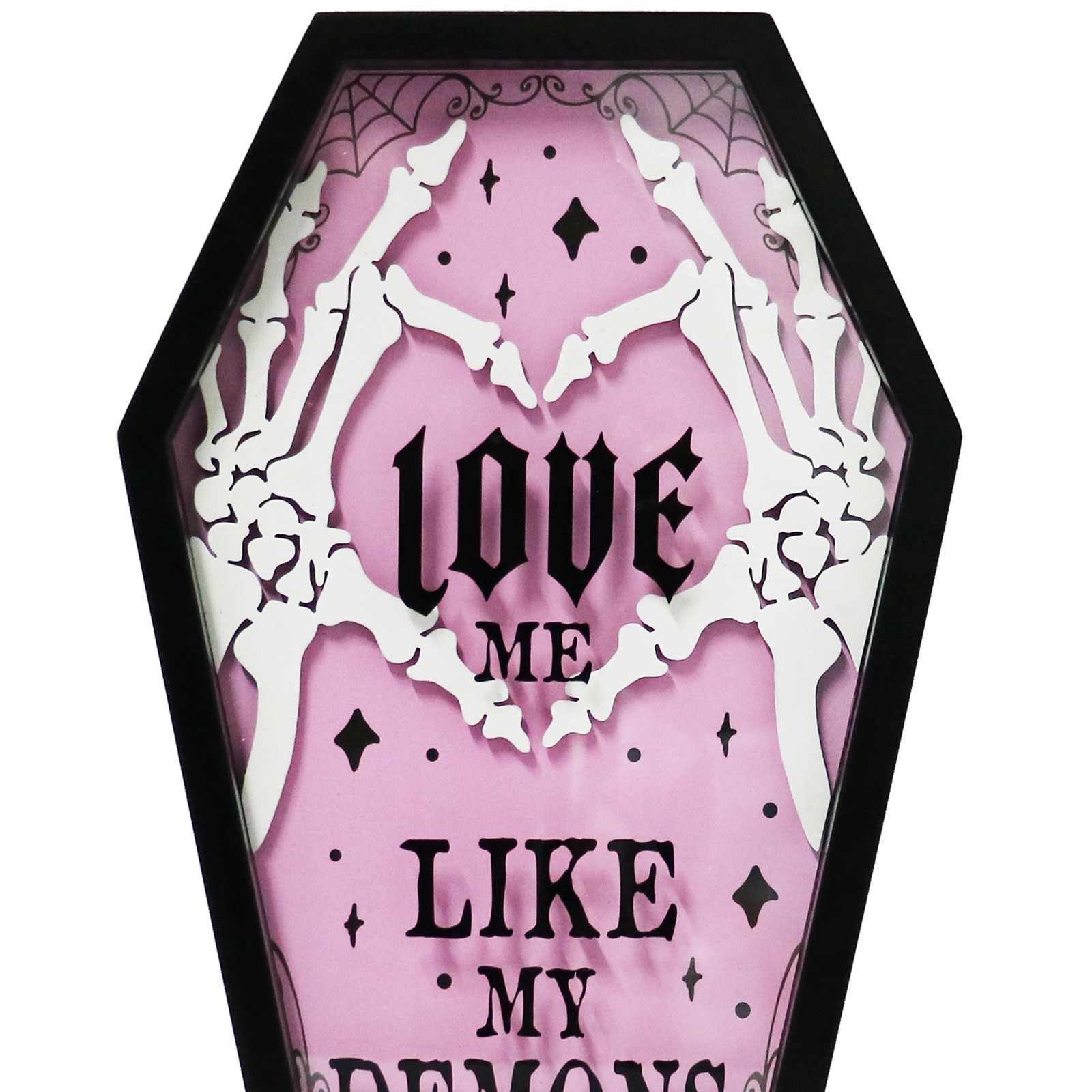 slide 3 of 4, Love Me Like My Demons Do Coffin Sign By Ashland, 8 in x 15 in