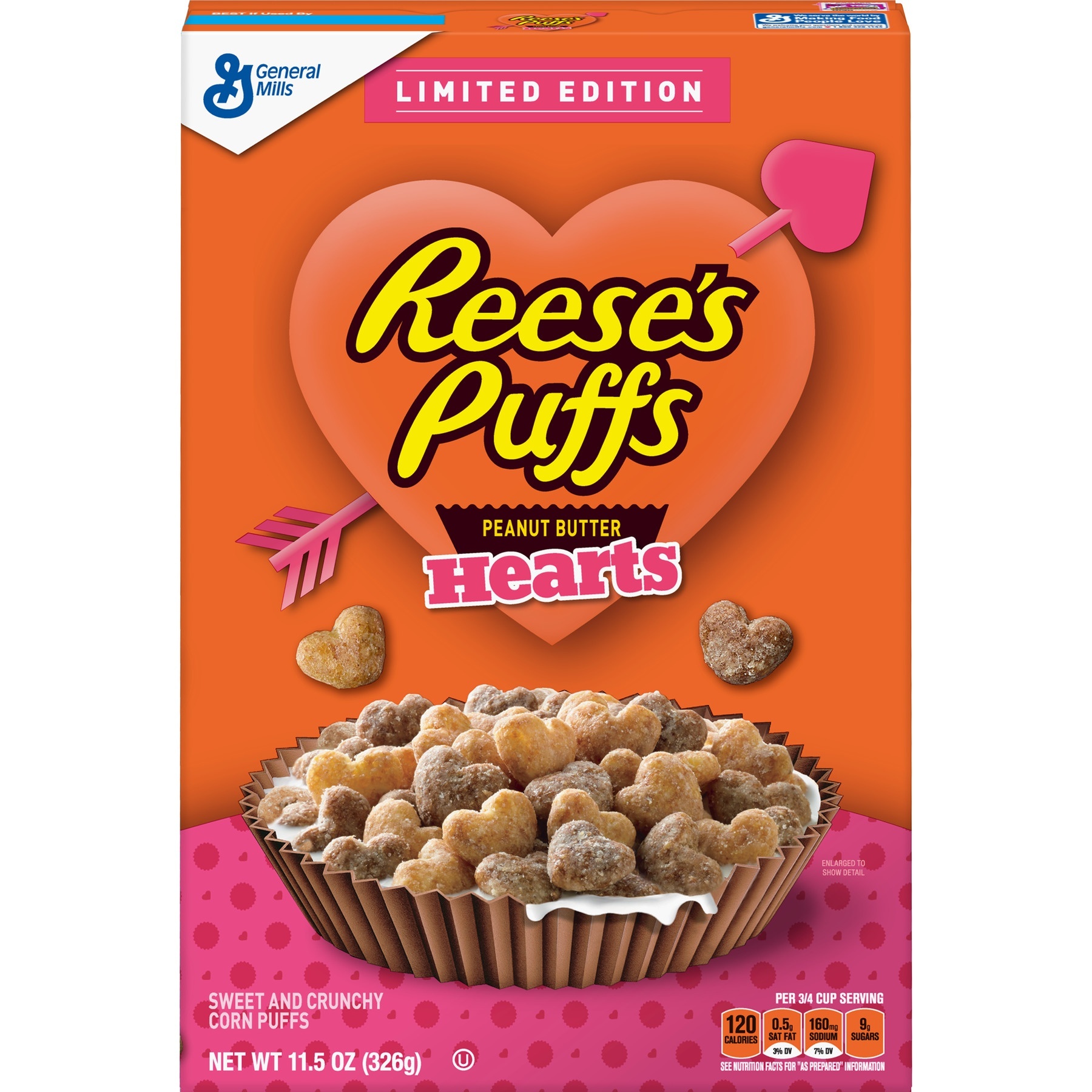 slide 1 of 1, Reese's Puffs Peanut Butter Hearts Cereal, 11.5 oz