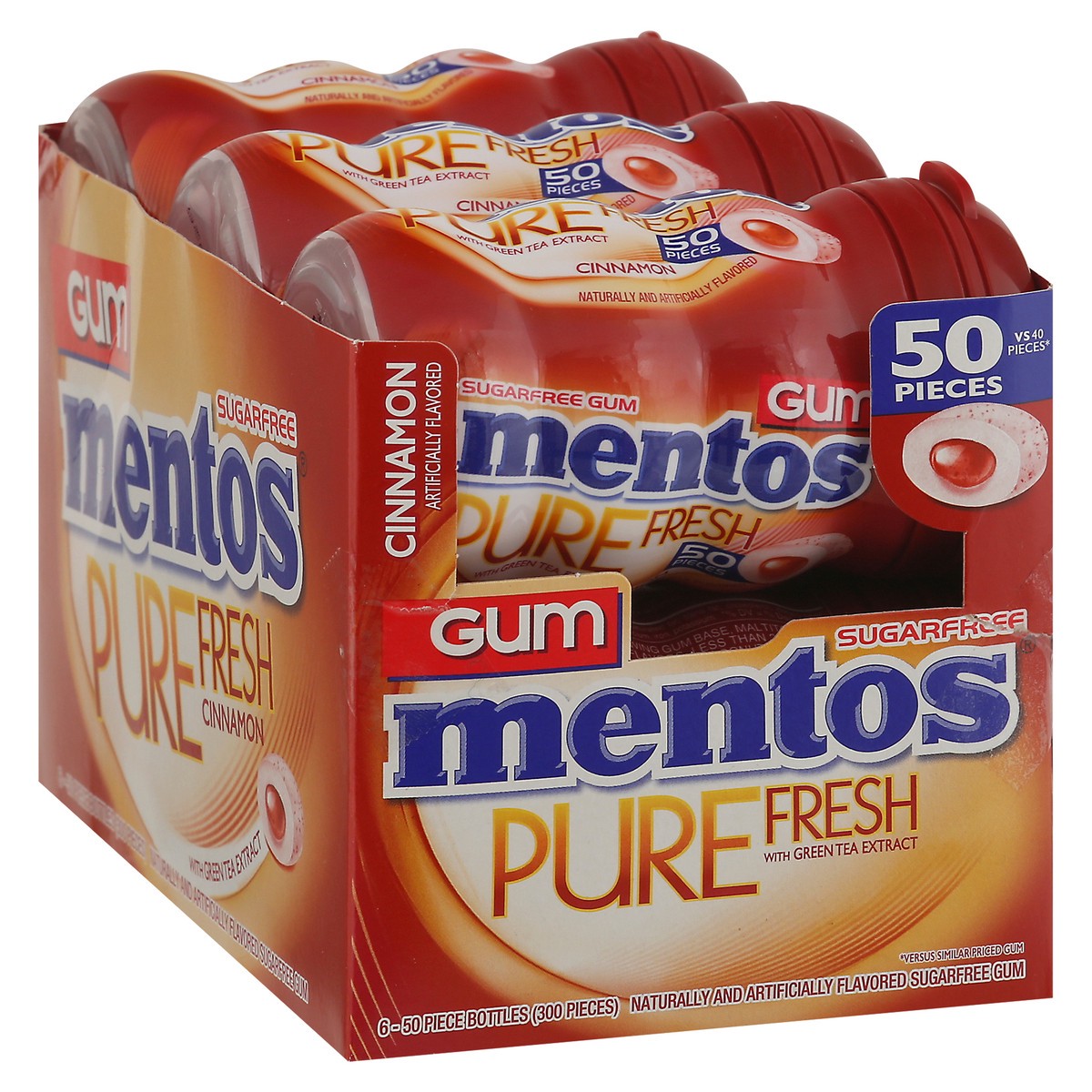 slide 2 of 9, Mentos Pure Fresh Cinnamon Gum, 50 ct