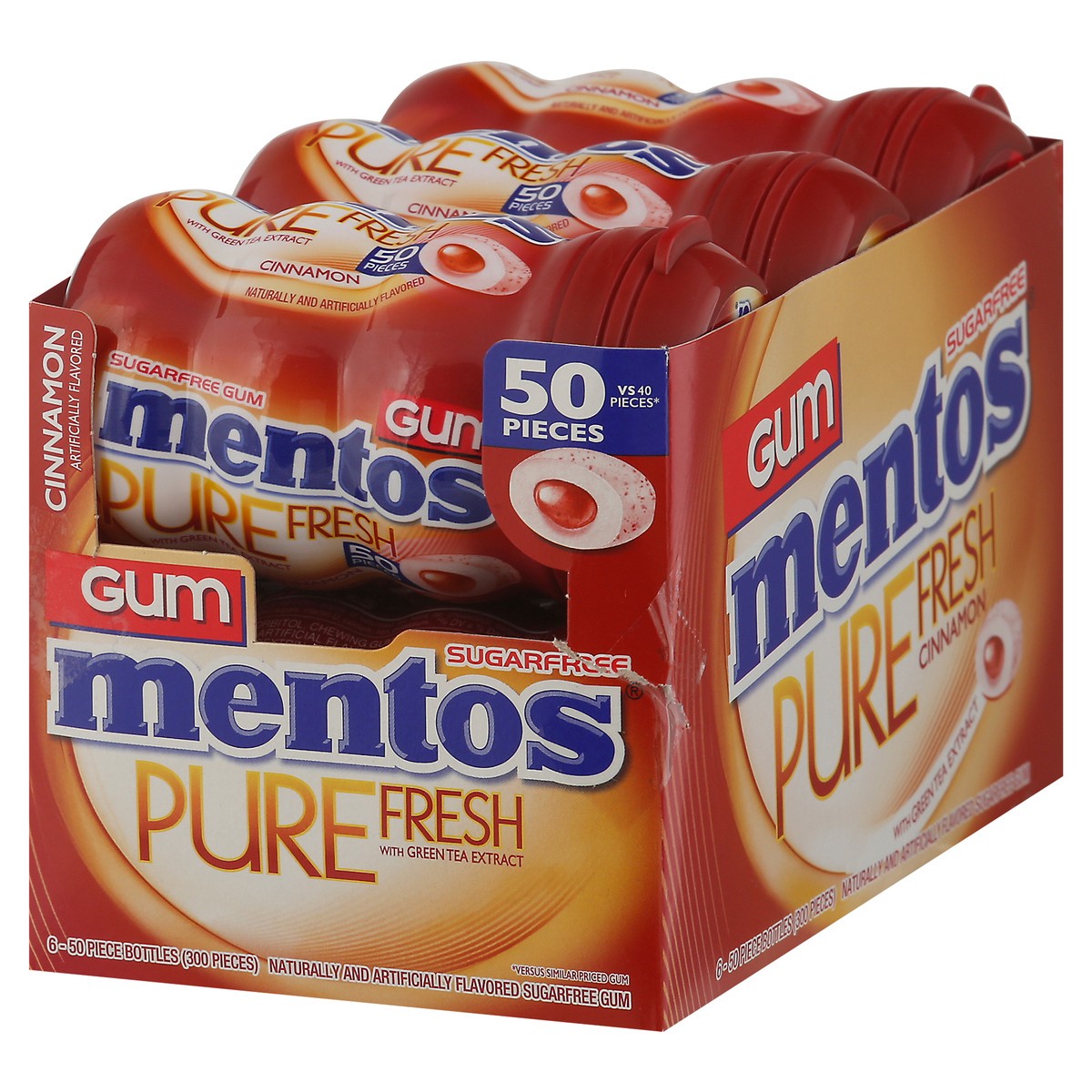 slide 3 of 9, Mentos Pure Fresh Cinnamon Gum, 50 ct