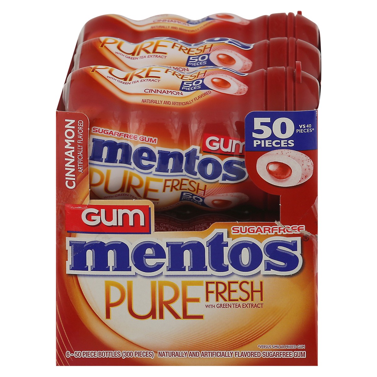 slide 1 of 9, Mentos Pure Fresh Cinnamon Gum, 50 ct