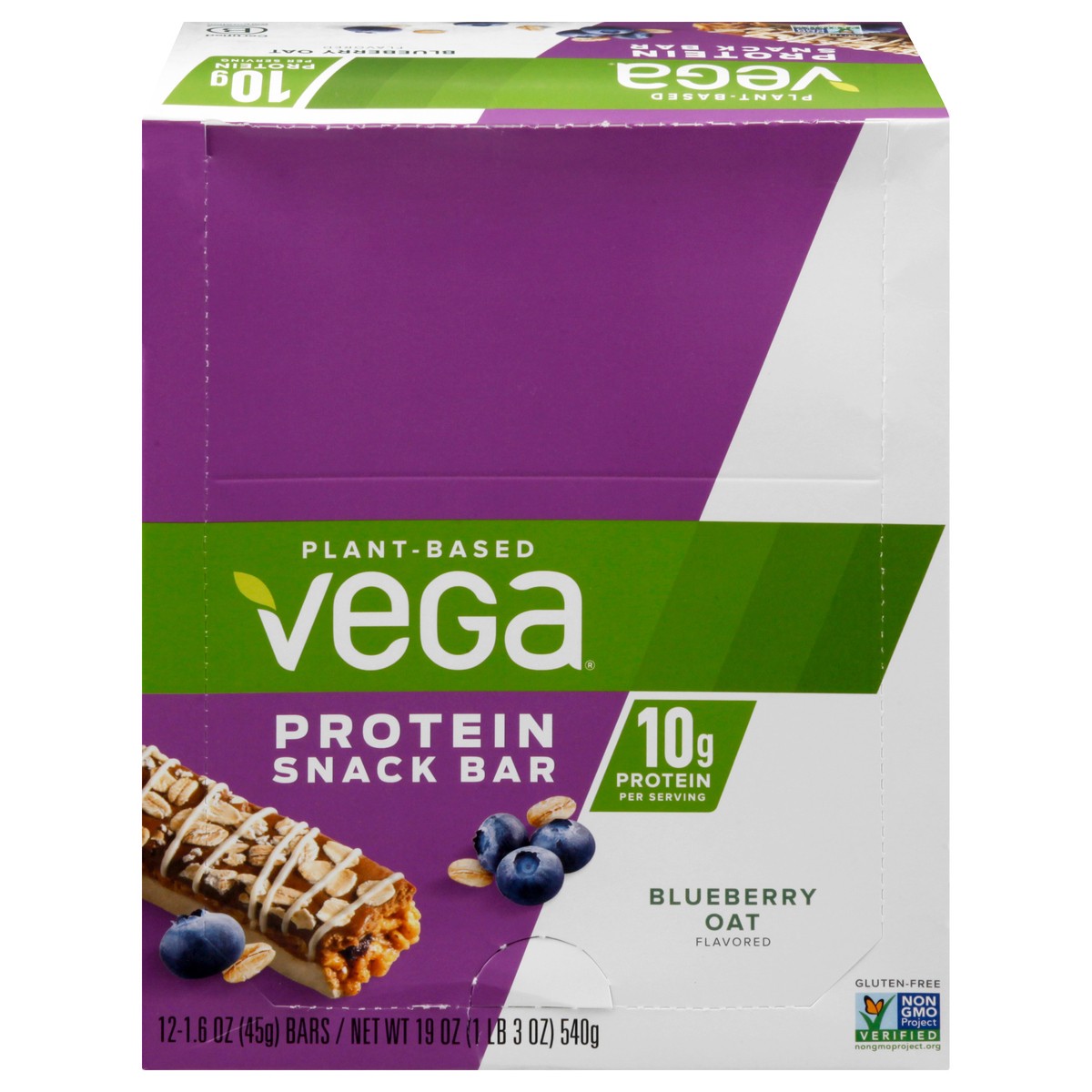 slide 1 of 11, Vega Plant-Based Blueberry Oat Flavored Protein Snack Bar 12 ea, 12 ct