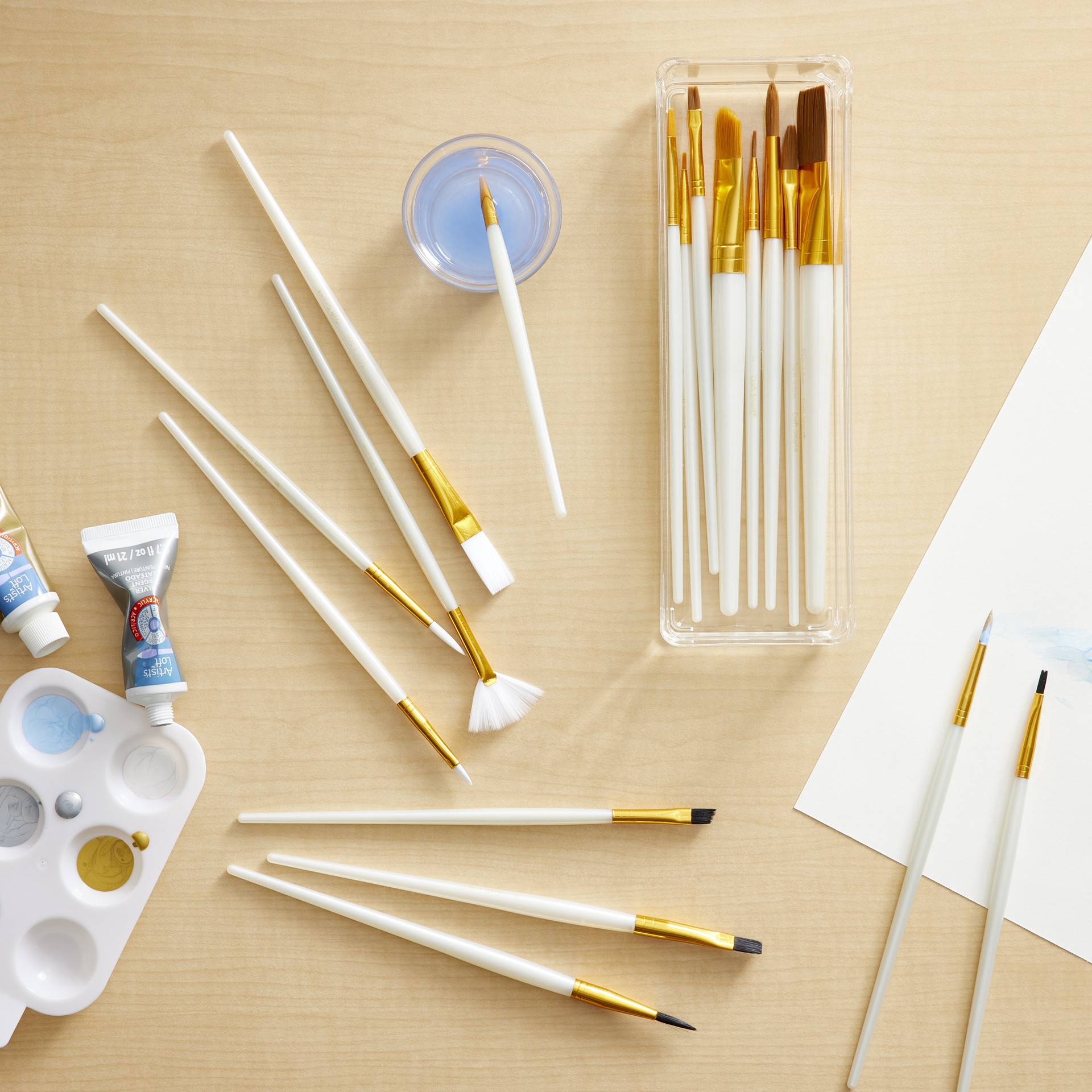 slide 2 of 3, Variety Taklon Brush Super Value Pack By Craft Smart, 3/4 in