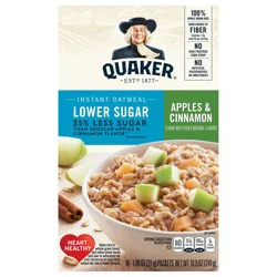 Quaker Instant Oatmeal, Lower Sugar, Apples & Cinnamon - 10 ct
