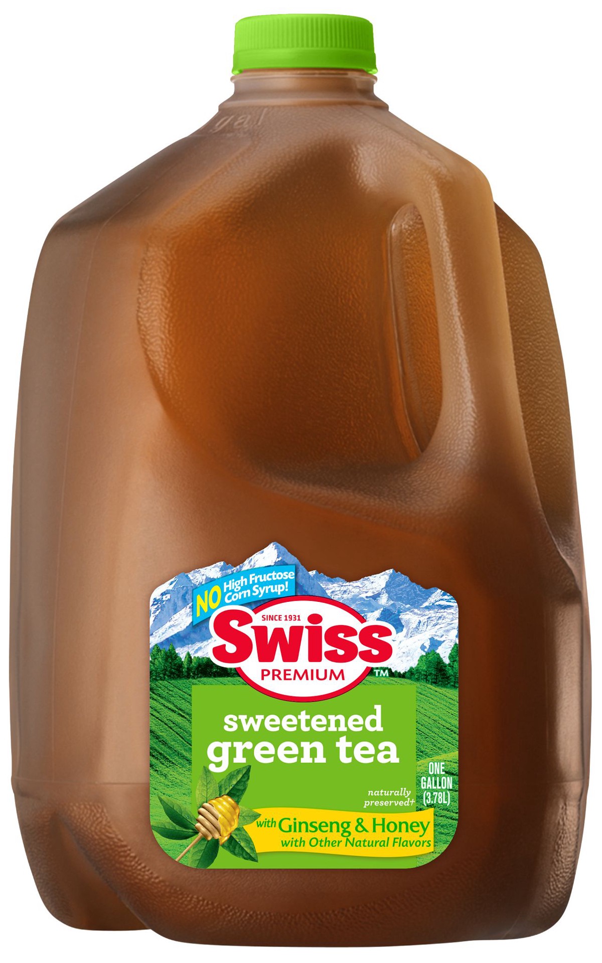 slide 1 of 4, Swiss Premium Green Tea with Ginseng & Honey - 1 Gallon Plastic Jug - 1 gal, 1 gal