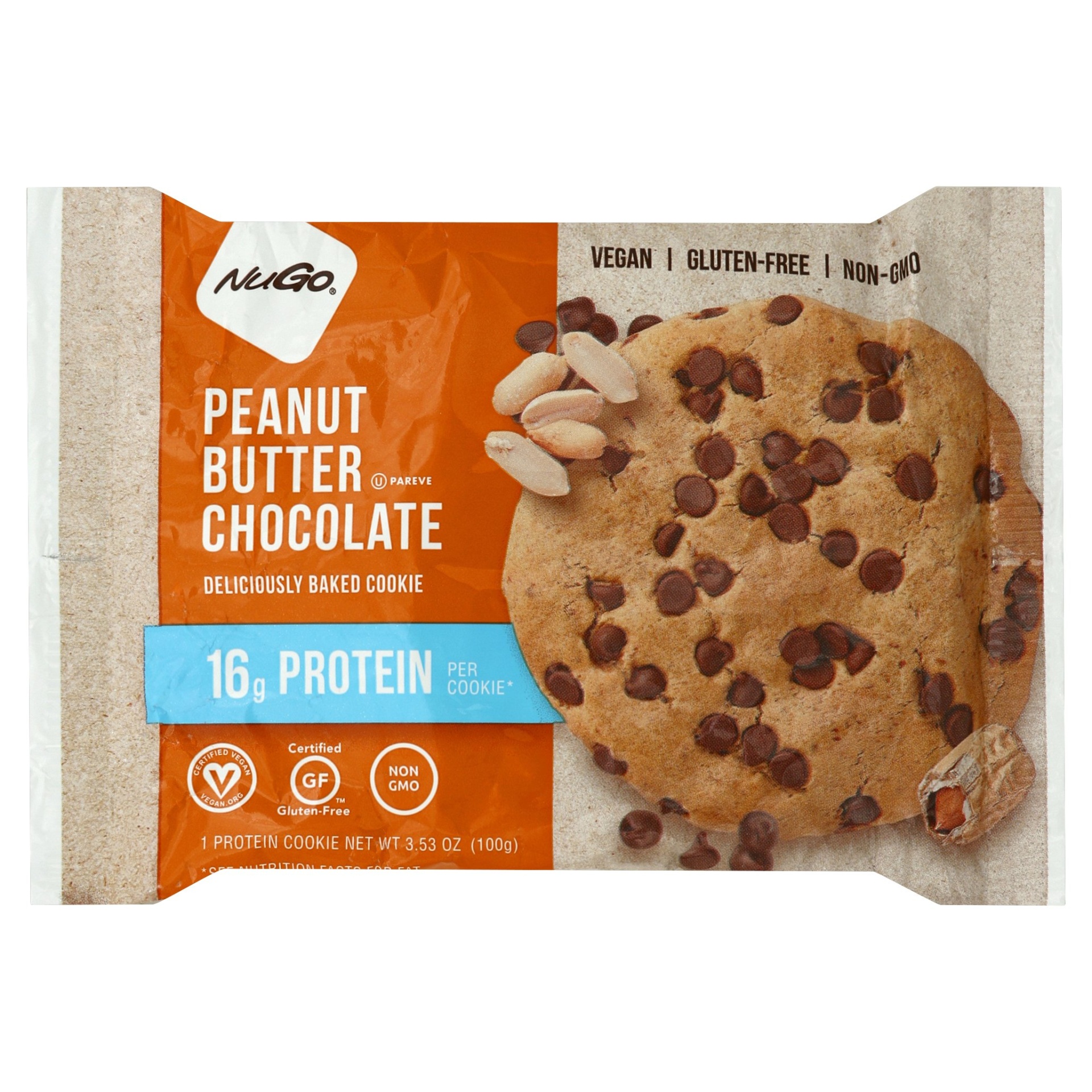 slide 1 of 1, NuGo Peanut Butter Chocolate Protein Cookies, 3.53 oz