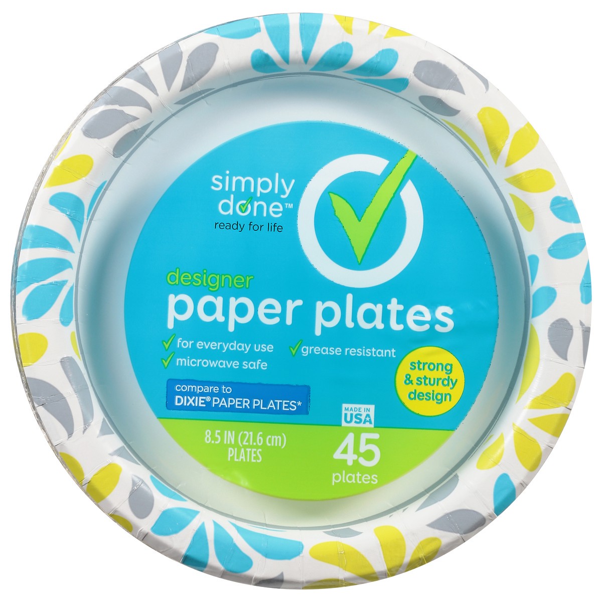 slide 9 of 14, Simply Done 8.5 Inch Designer Paper Plates 45 ea, 45 ct