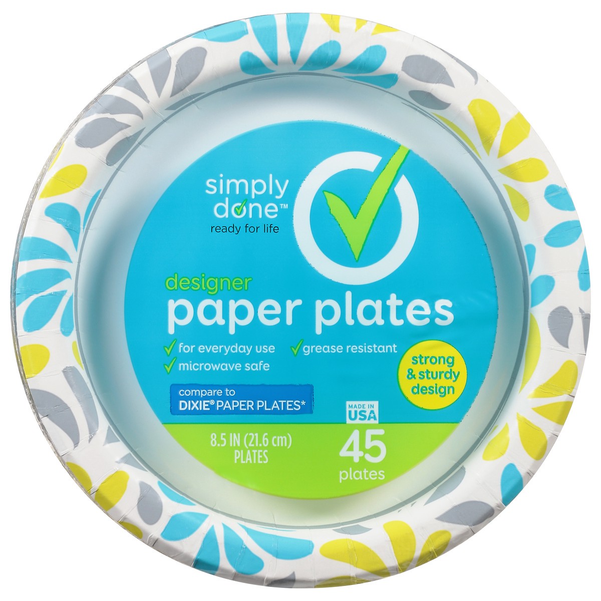 slide 6 of 14, Simply Done 8.5 Inch Designer Paper Plates 45 ea, 45 ct