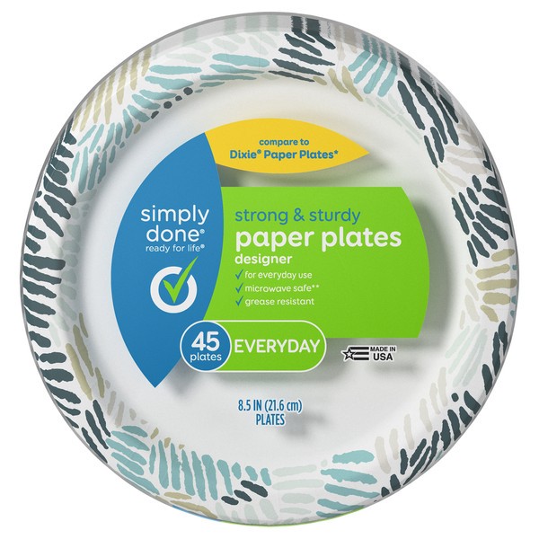 slide 1 of 14, Simply Done Everyday Designer Paper Plates 45 ea, 45 ct
