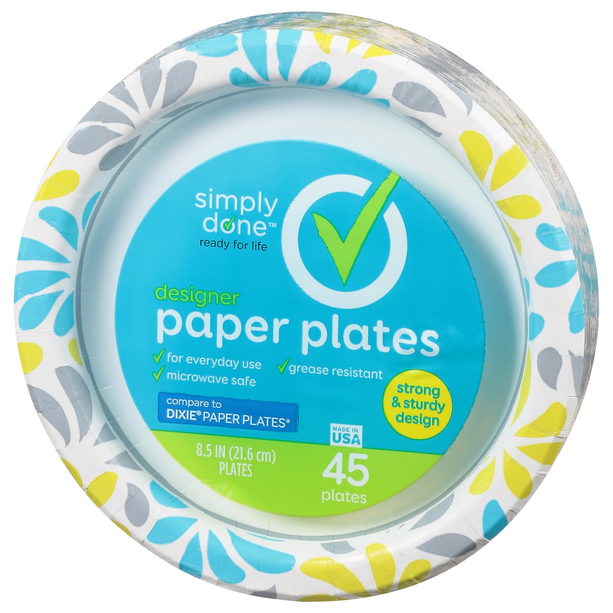 slide 11 of 14, Simply Done 8.5 Inch Designer Paper Plates 45 ea, 45 ct