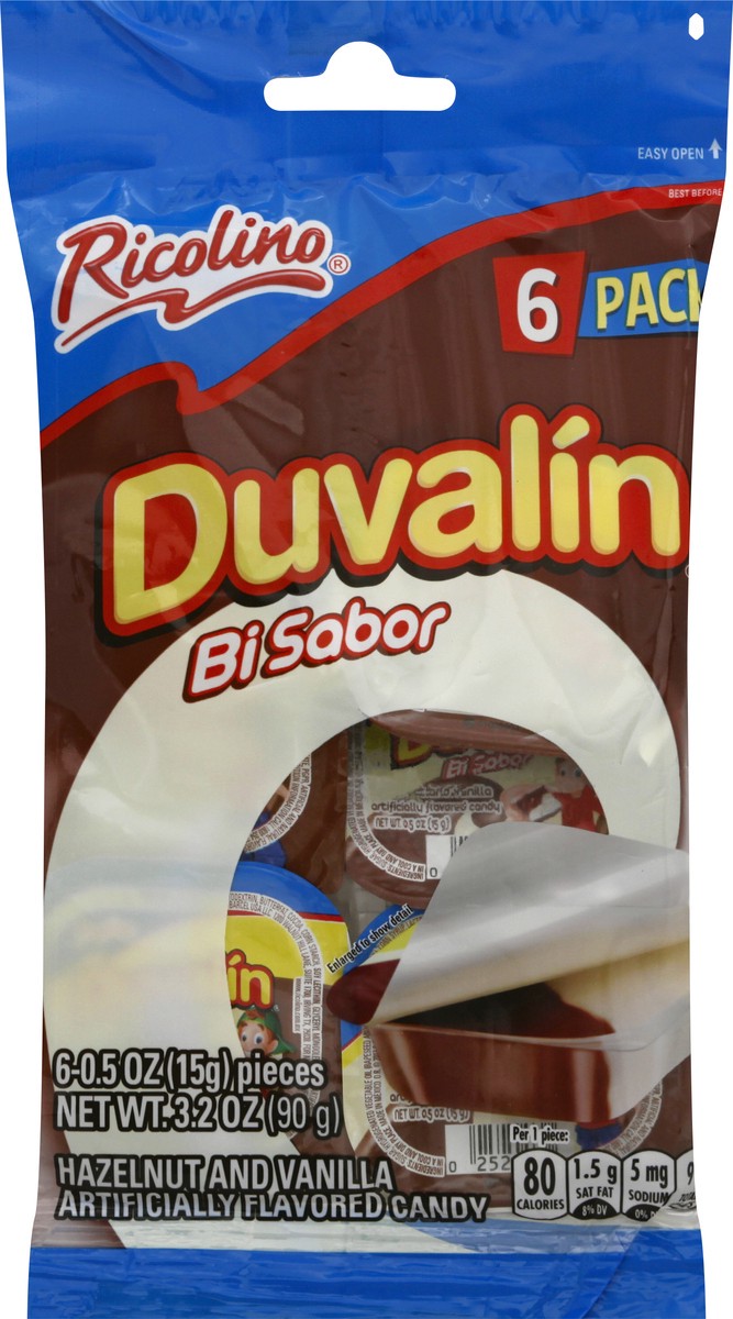 slide 7 of 8, Ricolino Duvalin Bisabor Candy, Hazelnut And Vanilla, 6-0.5 Oz Pieces, 3.2 oz