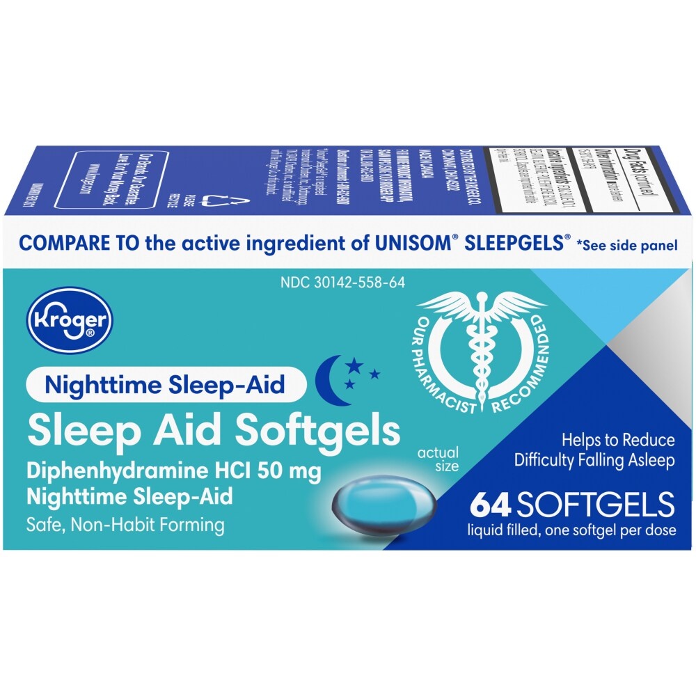 slide 1 of 1, Kroger Sleep Aid Softgels, 64 ct