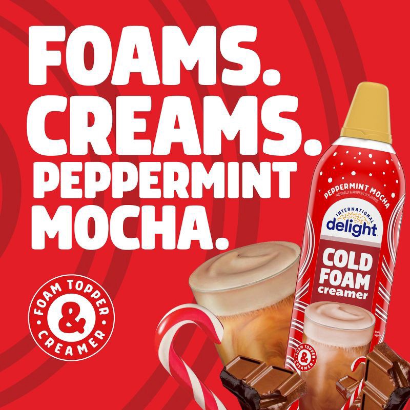 slide 6 of 10, International Delight Cold Foam Coffee Creamer, Peppermint Mocha Cold Foam Flavored Creamer, 14 fl oz