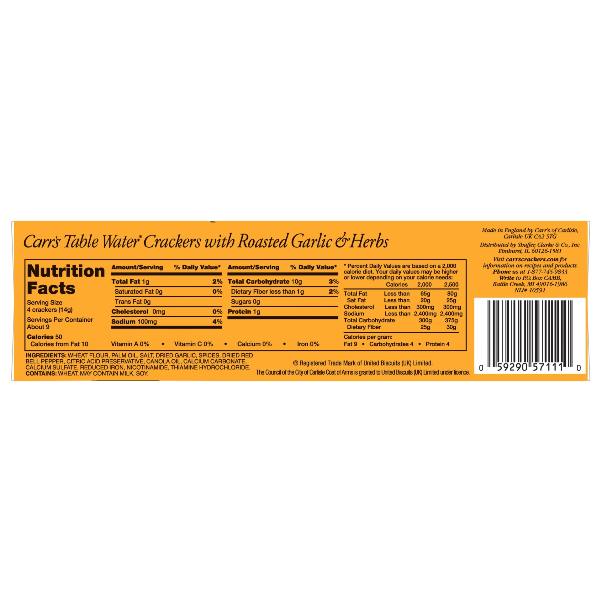 Kellogg's Carr's Table Water Crackers, Baked Snack Crackers, Roasted