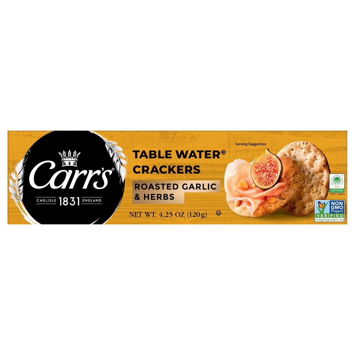 slide 1 of 5, Carr's Roasted Garlic and Herbs Table Water Crackers, 4.25 oz