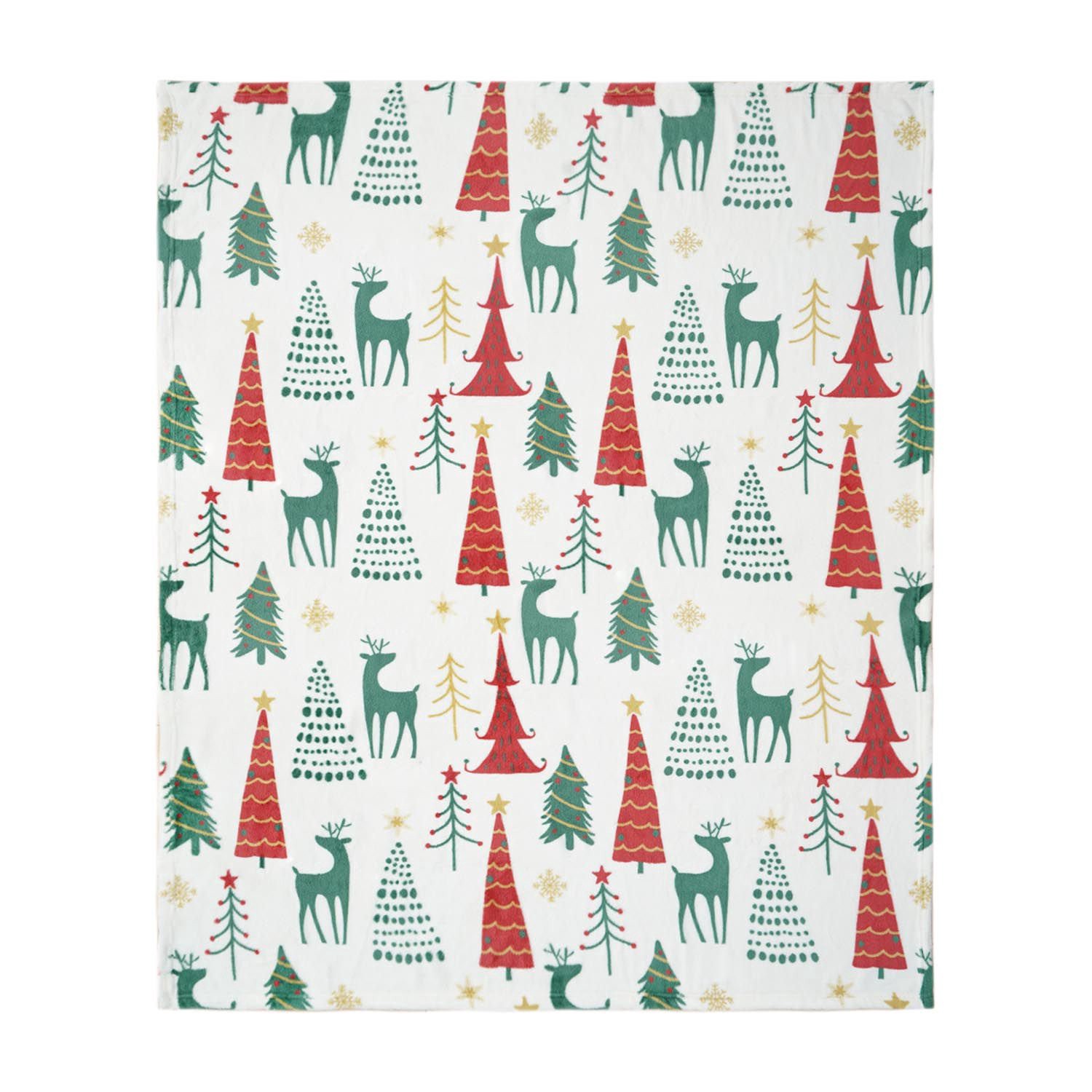 slide 2 of 3, Merry Brite Flannel Throw Blanket, Reindeer & Trees, 50 X 60 In, 1 ct