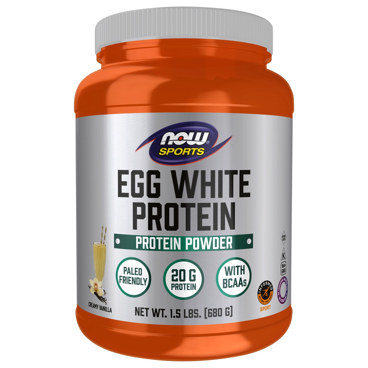 slide 1 of 5, NOW Egg White Protein, Creamy Vanilla Powder - 1.5 lbs., 1.5 lb