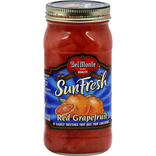 slide 1 of 1, Del Monte Sun Fresh Red Grapefruit Segments In Slightly Sweetened Fruit Juice From Concentrate, 24 oz