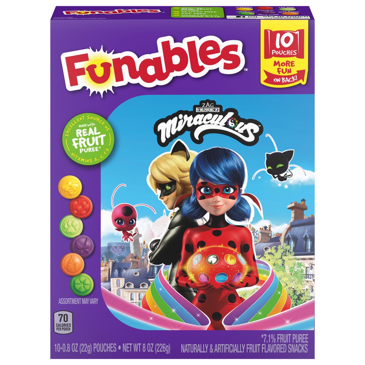 slide 1 of 9, Funables Miraculous Fruit Snacks 10 Count, 8 oz