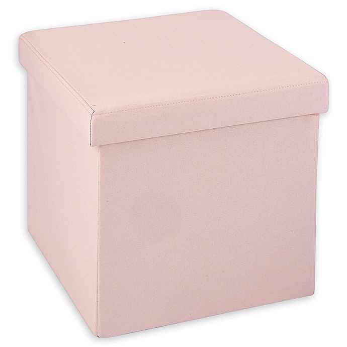 slide 1 of 5, Simply Essential Folding Storage Ottoman - Blush, 15 in