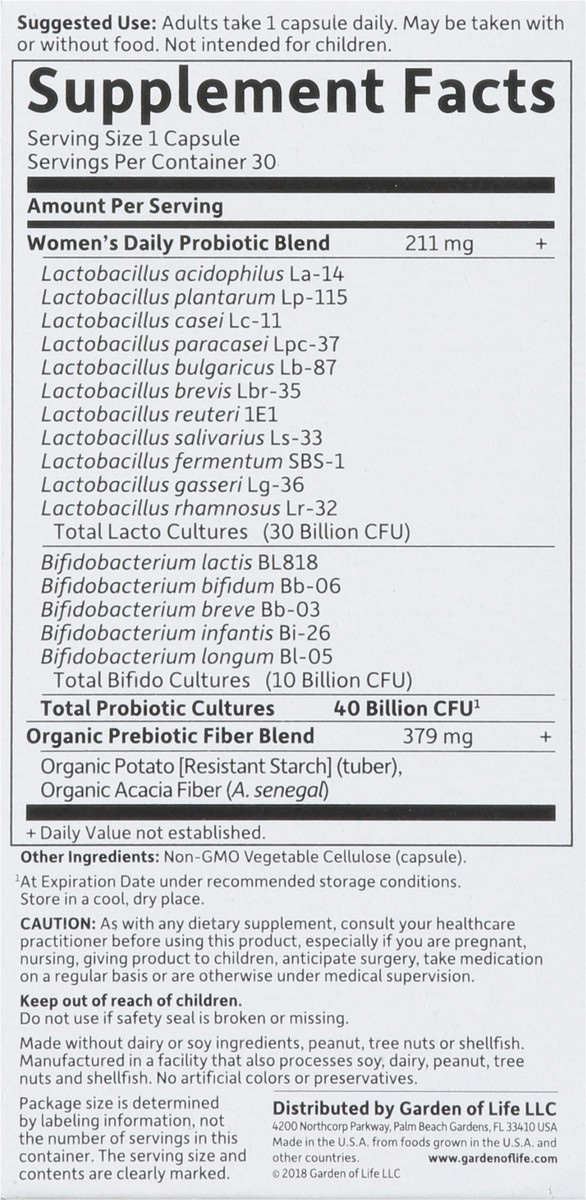 slide 4 of 9, Garden of Life Dr. Formulated Probiotics Women's Daily Care 30 Capsules, 30 ct