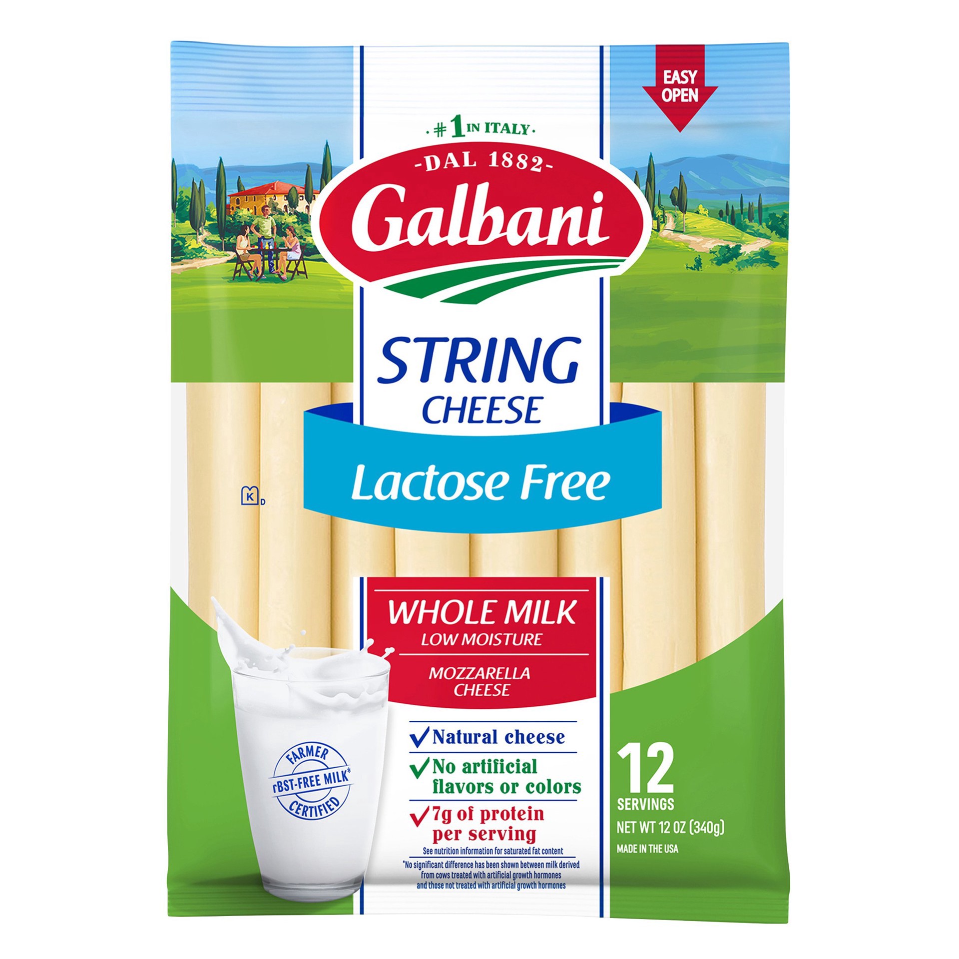 slide 1 of 1, Galbani Lactose Free Whole Milk Mozzarella String Cheese, 12 ct; 12 oz