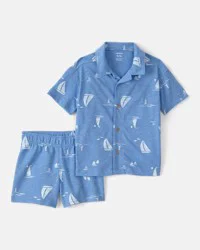 Carter's Toddler Boy 2-Piece Sailboat Top & Short Set - Blue - 3T