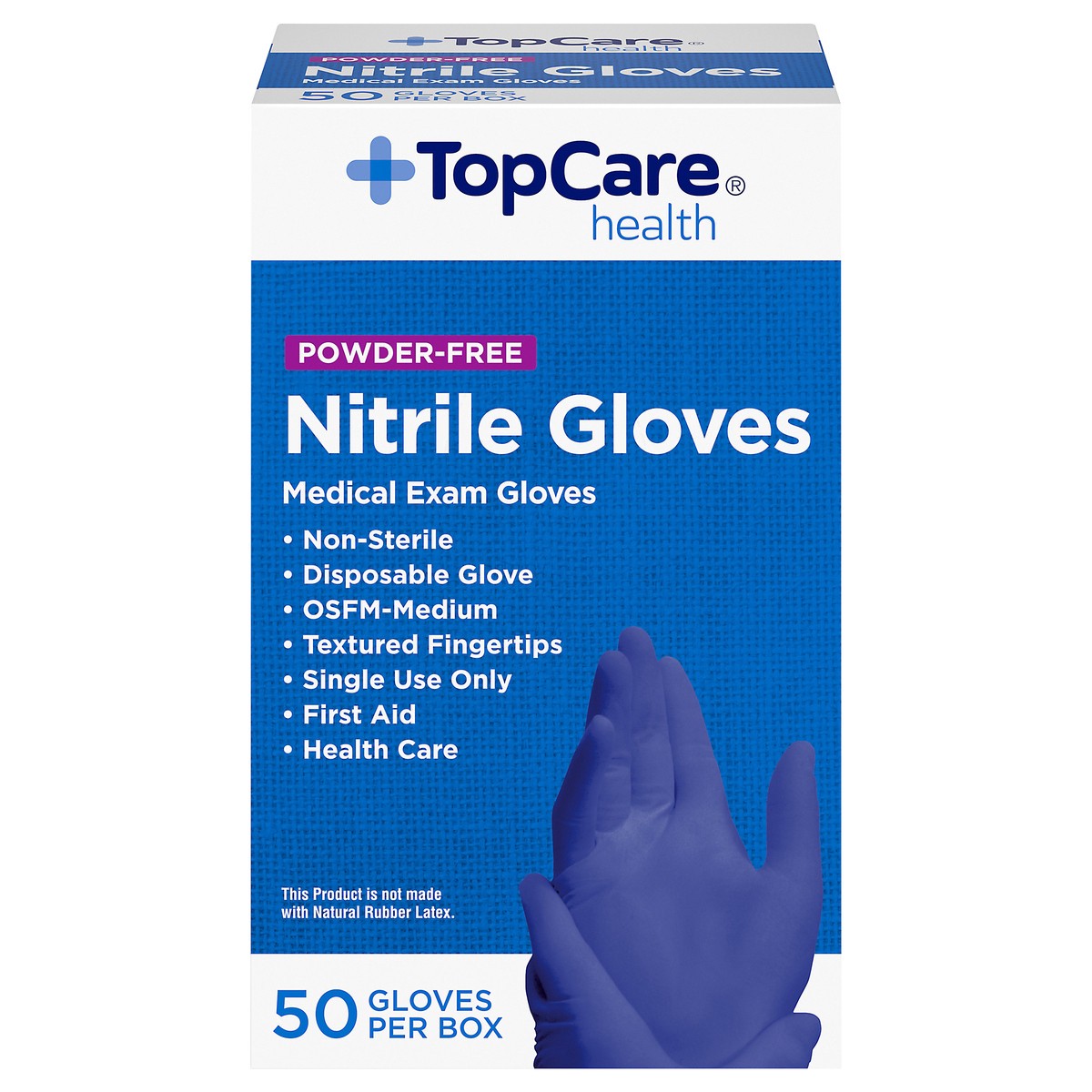 slide 1 of 12, TopCare Powder-Free Nitrile Gloves, 50 ct