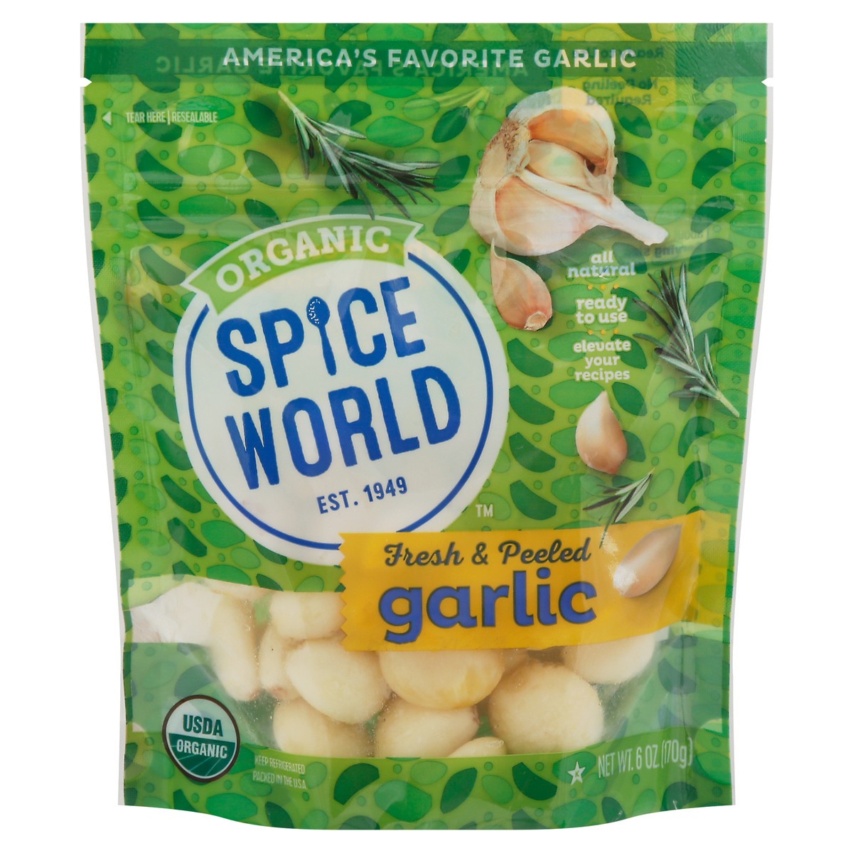 slide 1 of 1, Spice World Organic Peeled Garlic, 6 oz