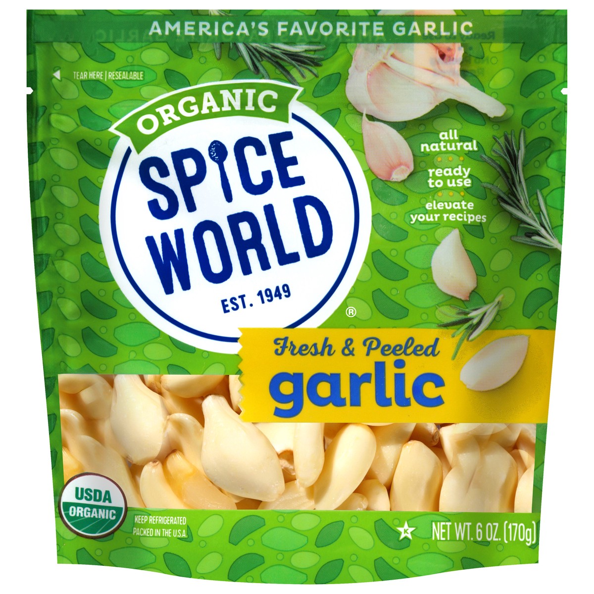 slide 1 of 1, Spice World Organic Peeled Garlic, 6 oz
