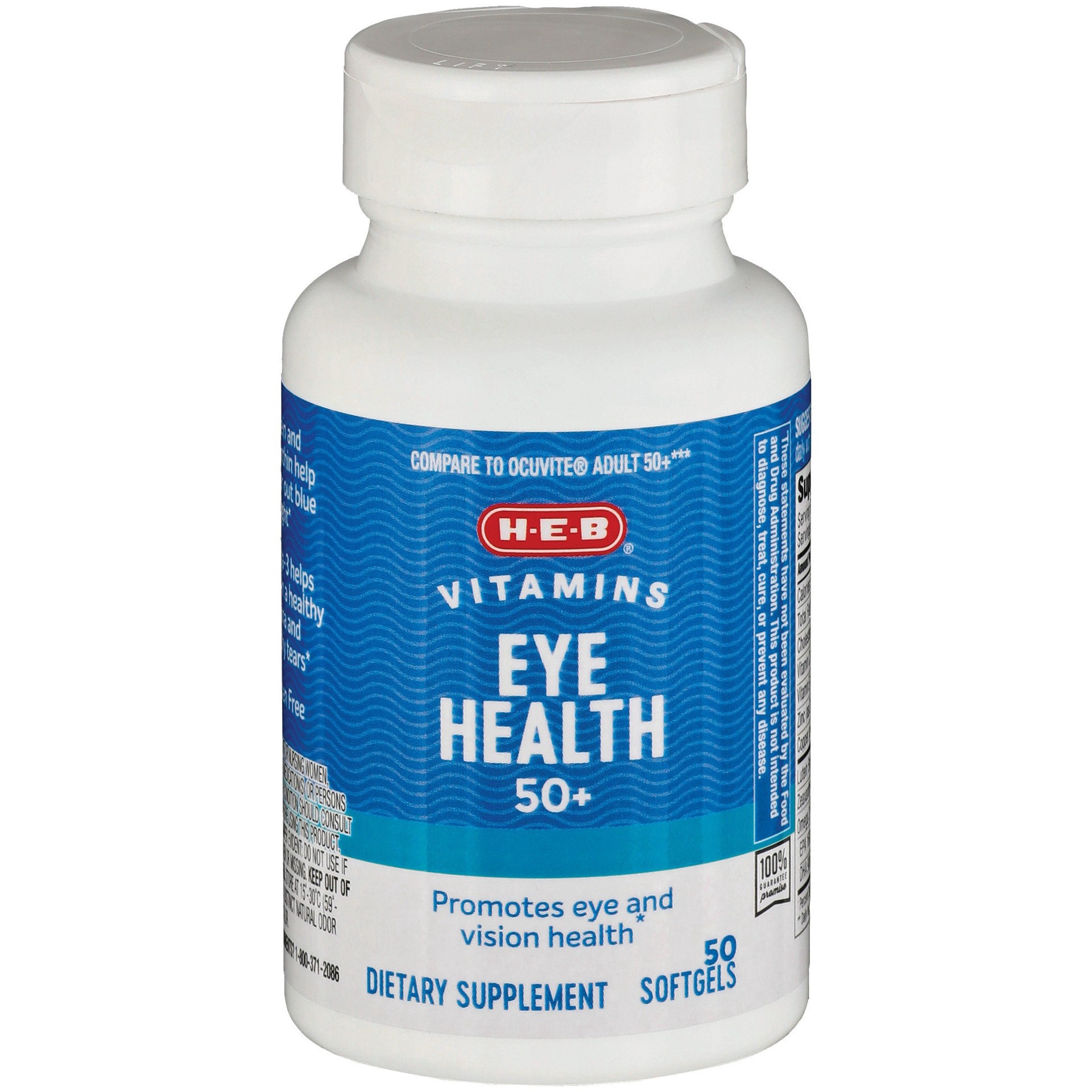 slide 1 of 1, H-E-B 50+ Eye Health with Omega 3 Softgels, 50 ct