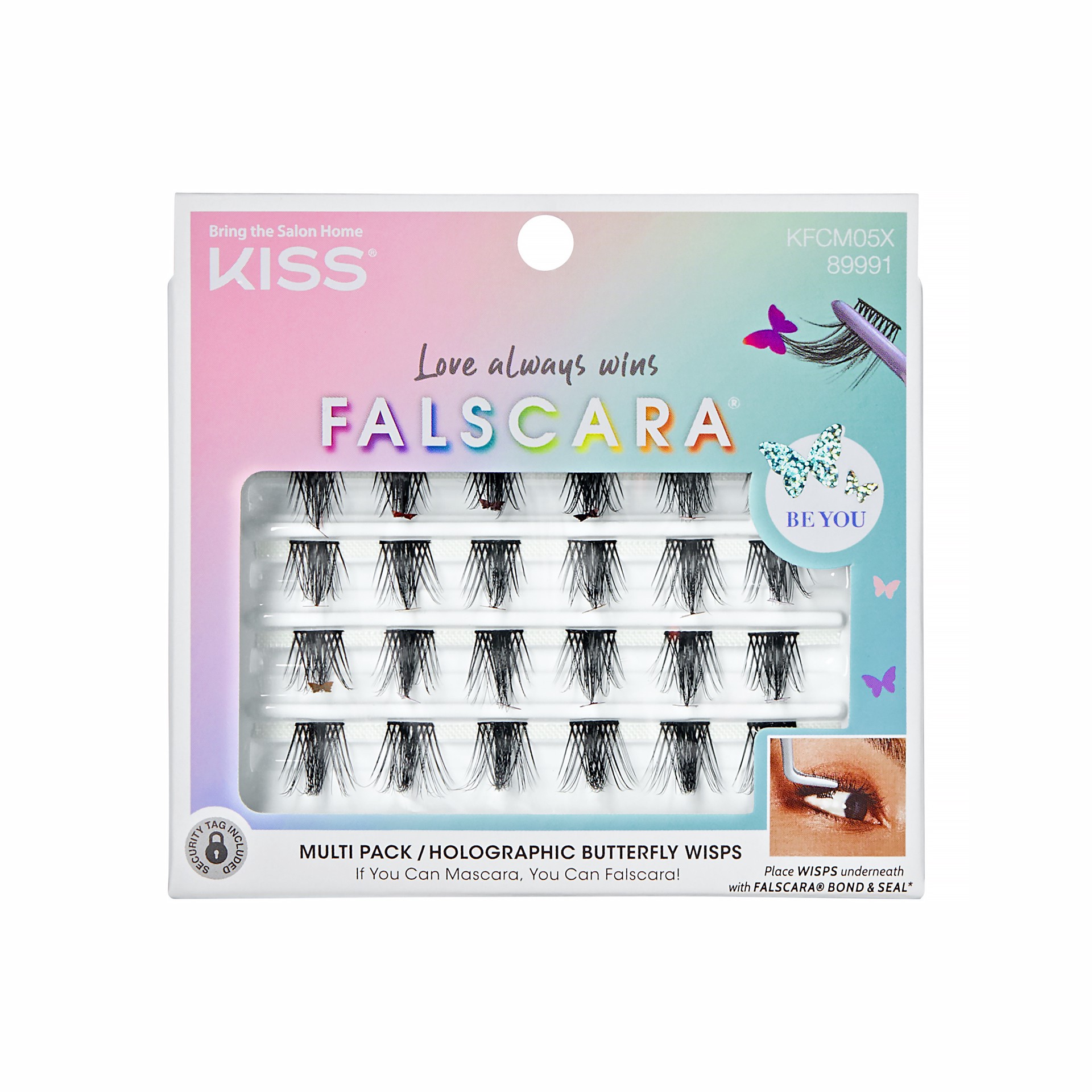 slide 1 of 5, KISS Falscara Limited Edition Pride Eyelash Wisps, Black, 24 Holographic Butterfly Wisps, 1 ct