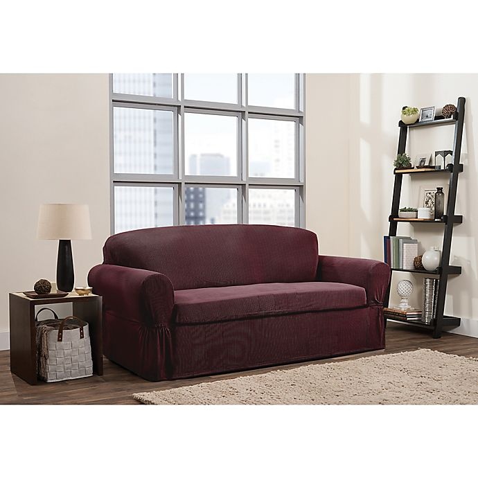 slide 1 of 2, Smart Fit Connor Stretch Sofa Slipcover - Garnet, 2 ct