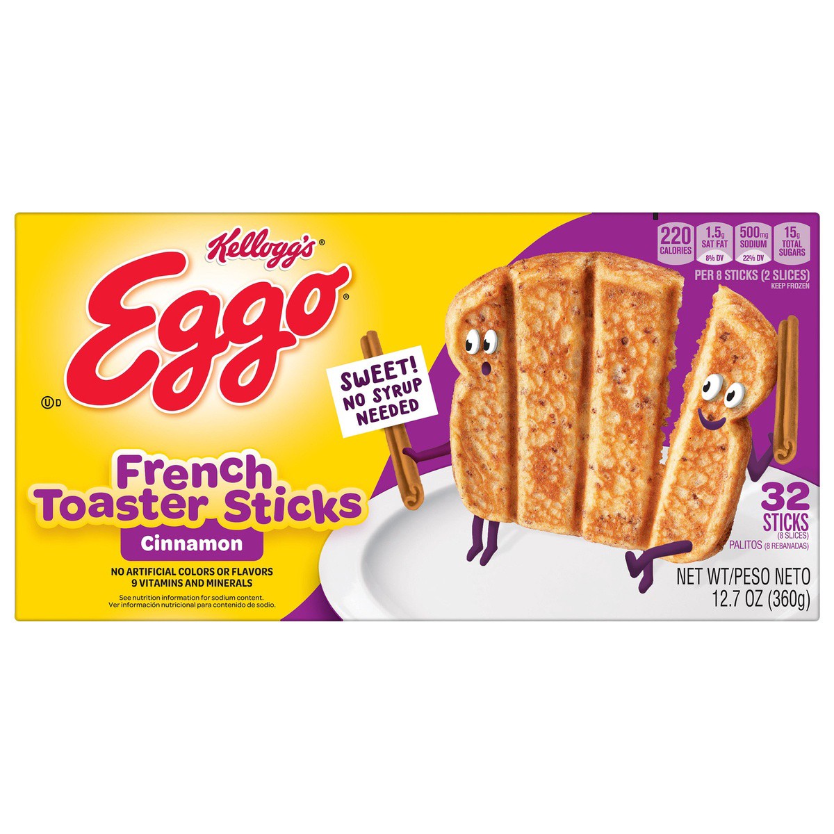 slide 1 of 8, Eggo Frozen French Toaster Sticks Cinnamon, 32 ct
