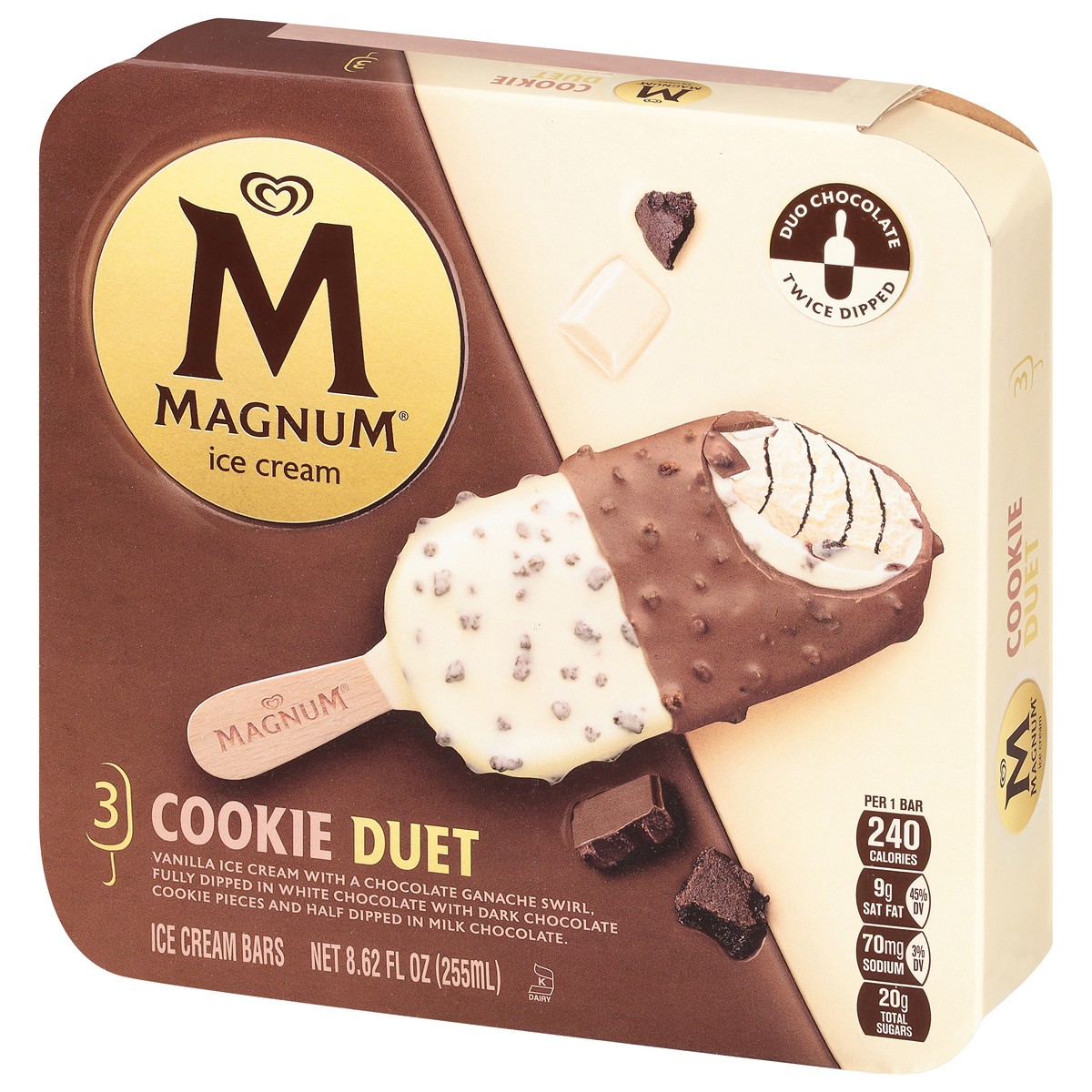 slide 9 of 9, Magnum Ice Cream Bars Cookie Duet 8.62 oz, 3 ct