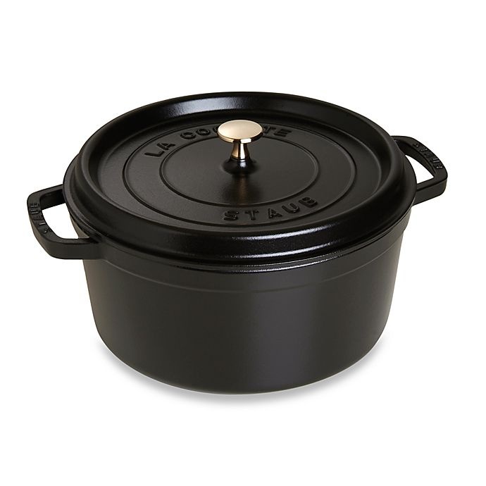 slide 1 of 1, STAUB Round Cocotte, Black, 5.5 qt