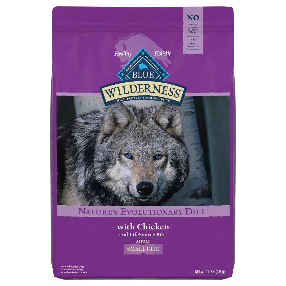 slide 13 of 13, Blue Buffalo Wilderness High Protein, Natural Adult Small-Bite Dry Dog Food, Chicken 11-lb, 11 lb