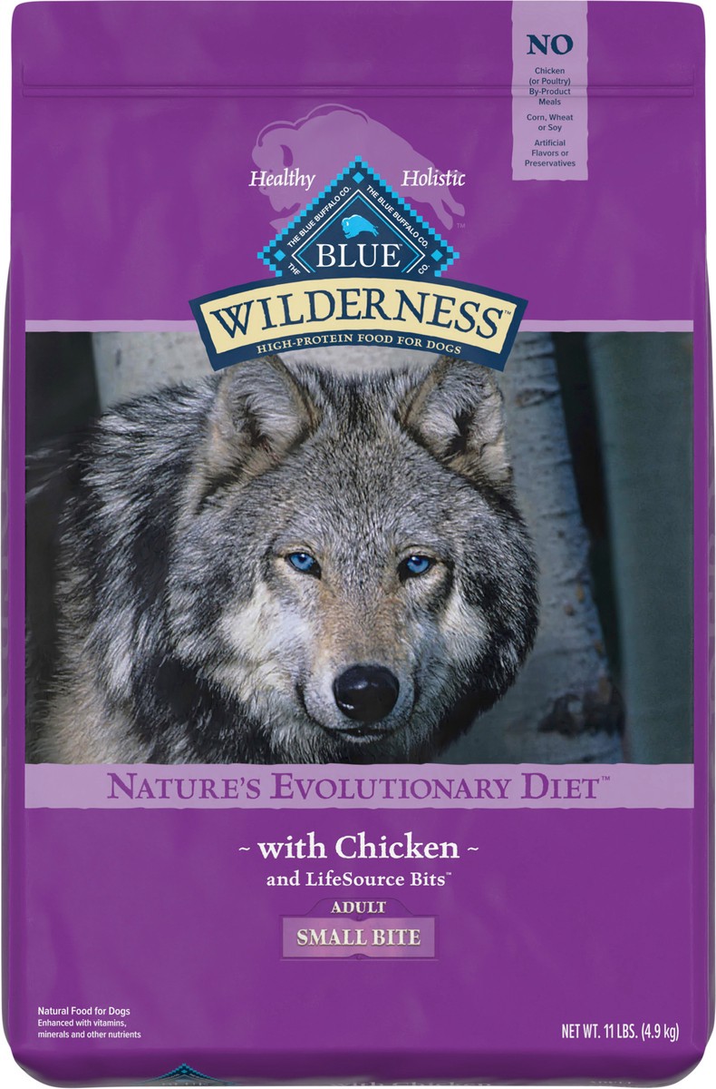 slide 2 of 13, Blue Buffalo Wilderness High Protein, Natural Adult Small-Bite Dry Dog Food, Chicken 11-lb, 11 lb