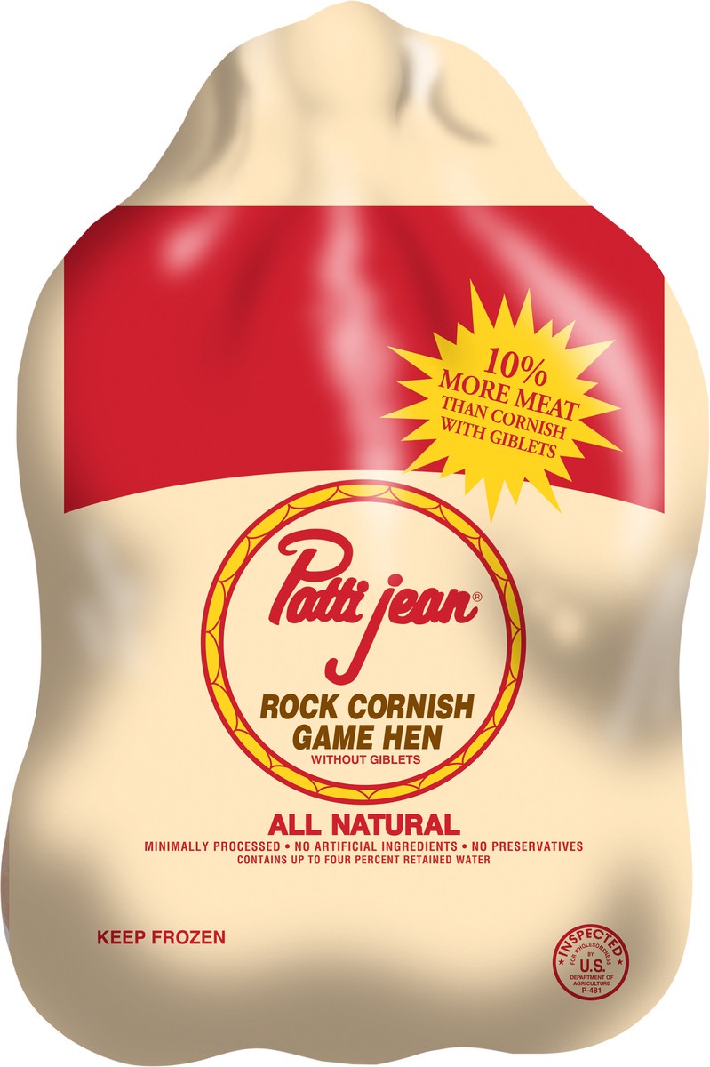 slide 6 of 6, Patti Jean All Natural* Rock Cornish Game Hen without Giblets, 20 - 22 oz. (Frozen), 1 ct