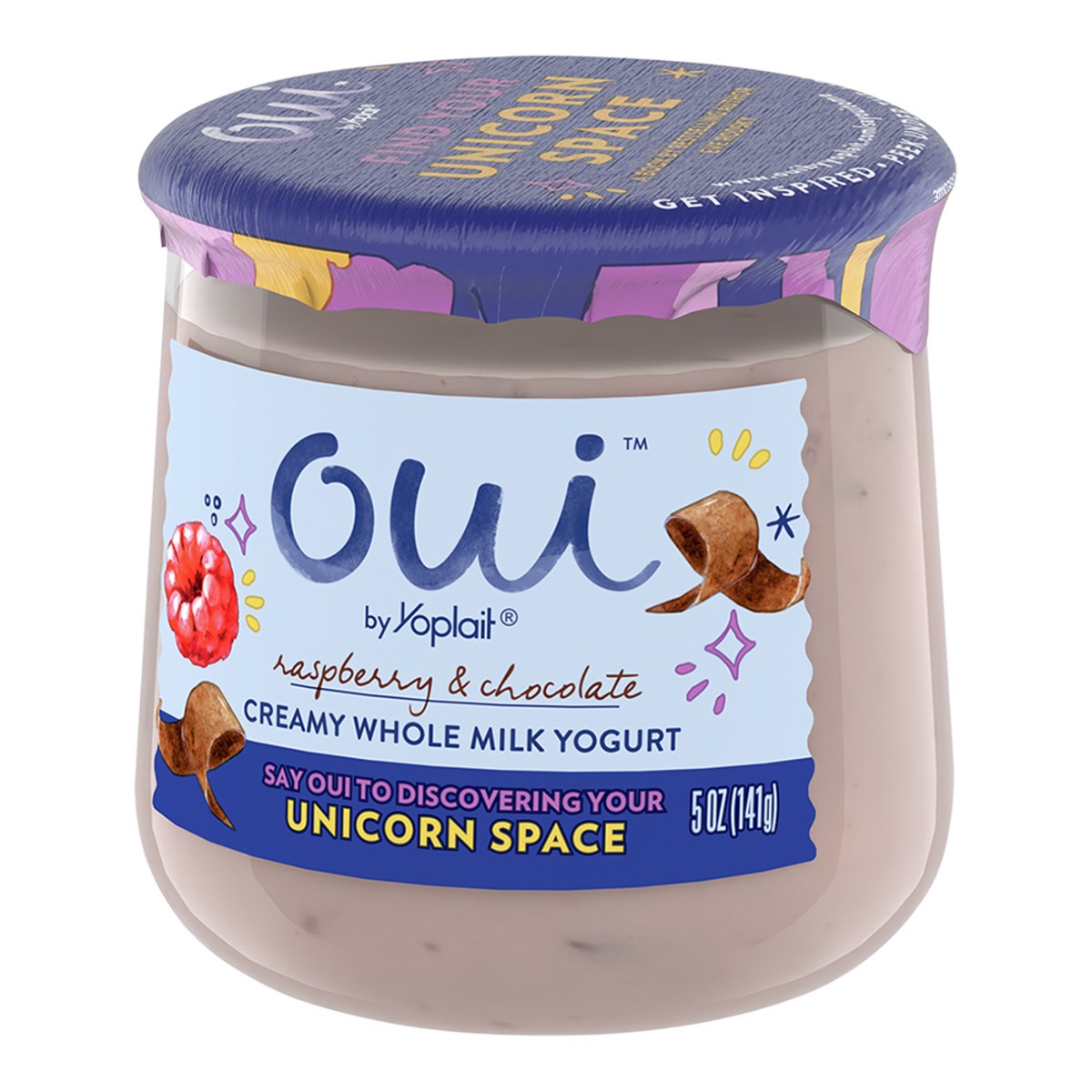 slide 9 of 9, Oui by Yoplait Raspberry Chocolate Chip French Style Yogurt, 5 OZ, 5 oz