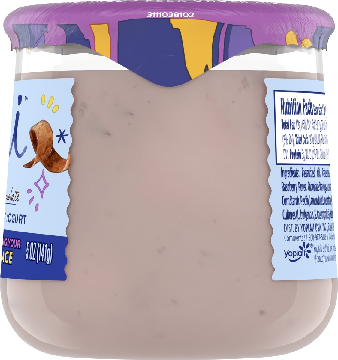 slide 6 of 9, Oui by Yoplait Raspberry Chocolate Chip French Style Yogurt, 5 OZ, 5 oz