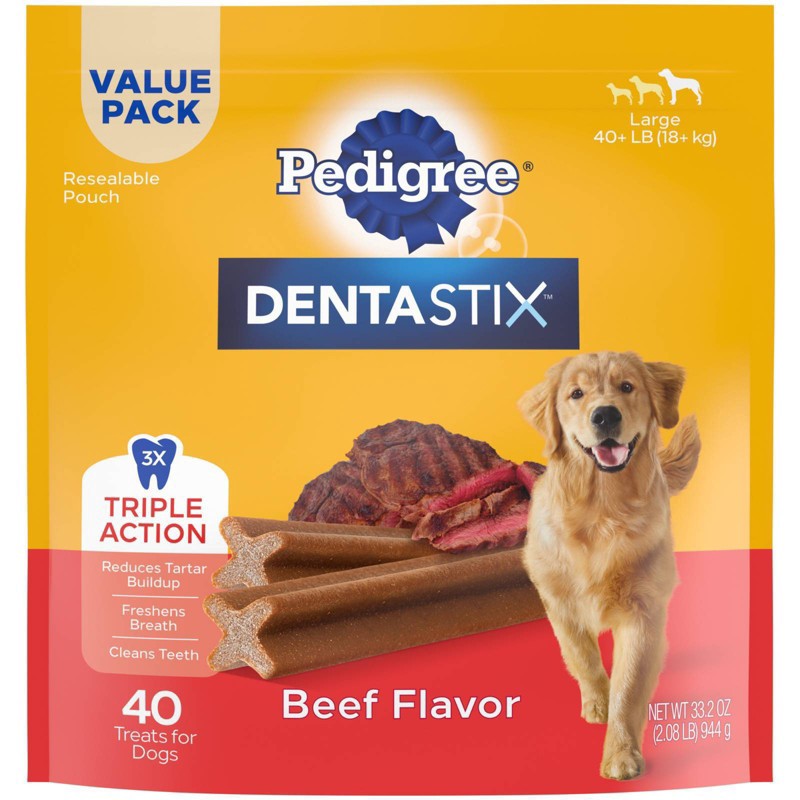 slide 1 of 6, Pedigree Dentastix Beef Flavor Dental Dog Treats - 40ct, 40 ct