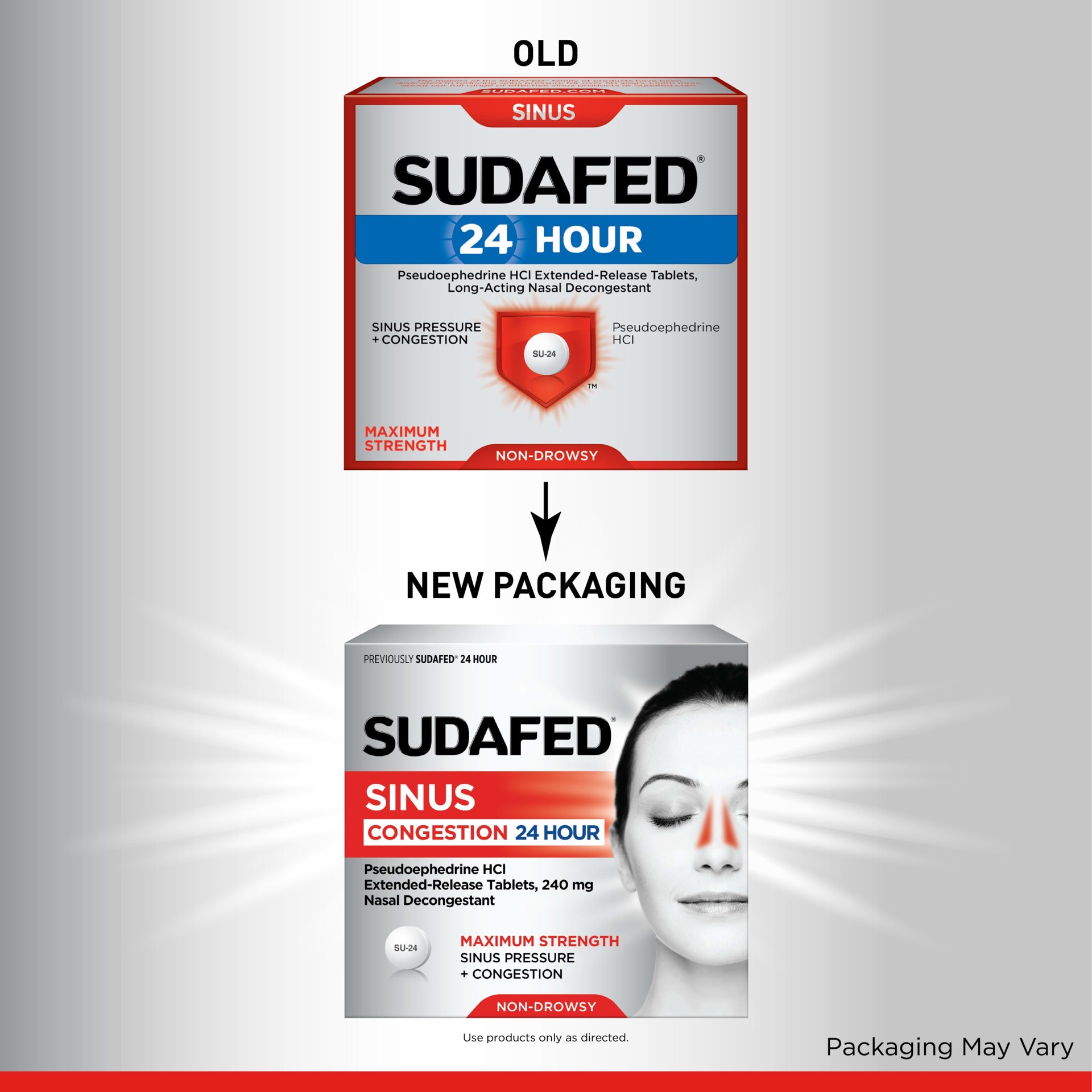 slide 4 of 5, Sudafed Sinus Congestion 24-Hour Maximum Strength Non-Drowsy Decongestant Tablets with Pseudoephedrine HCl, All-Day Relief from Sinus Pressure, Sinus Congestion & Nasal Congestion, 10 ct, 